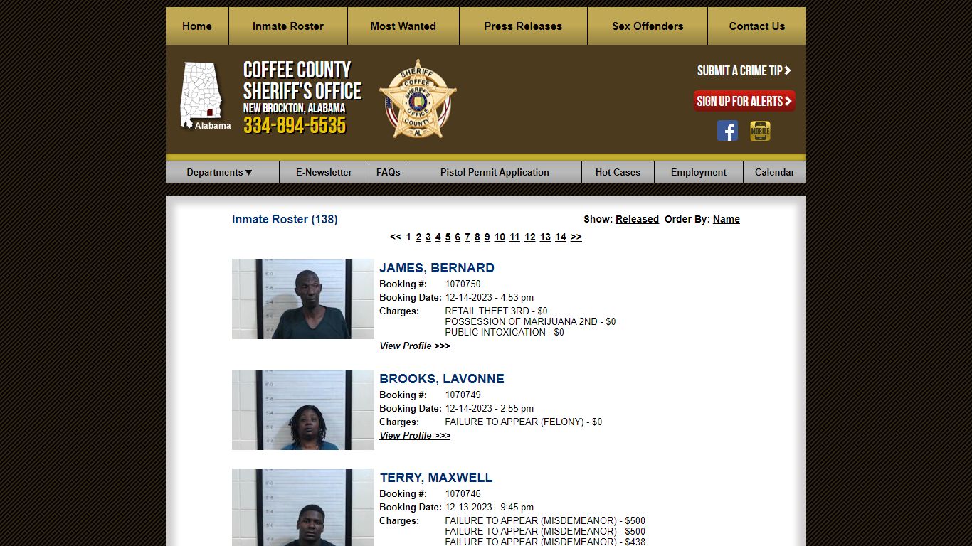 Inmate Roster - Current Inmates Booking Date Descending - Coffee County ...